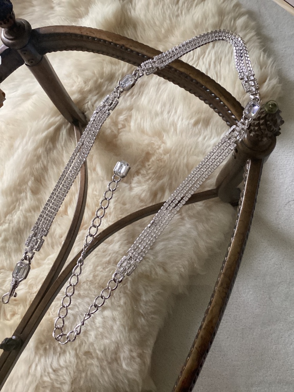 Stunning 3 Row Rare Crystal Vintage St. John Belt